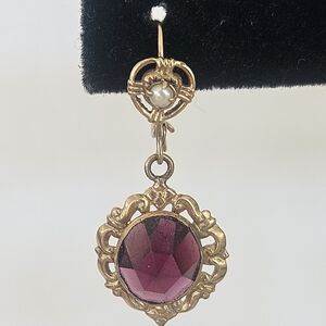 Victorian 14K Solid Gold Garnet & Seed Pearl Dangle Earrings | Antique Estate
